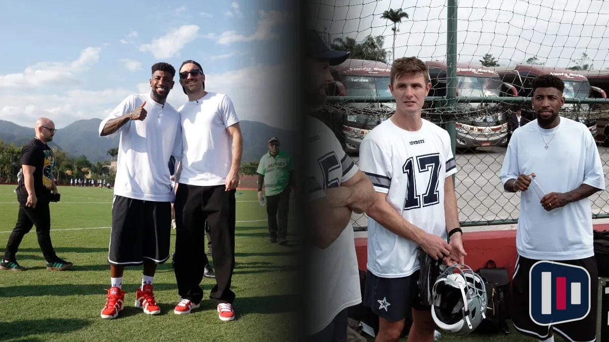 Jogadores do Flamengo vivem dia especial com treino do Dallas Cowboys no CT