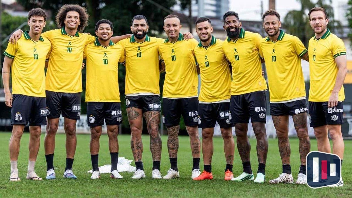 Neymar homenageia Pelé com gol de bicicleta no treino do Santos