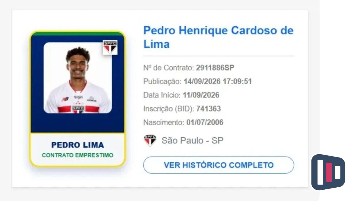 Pedro Lima é registrado pelo São Paulo, mas só estreia no Brasileirão contra o Inter