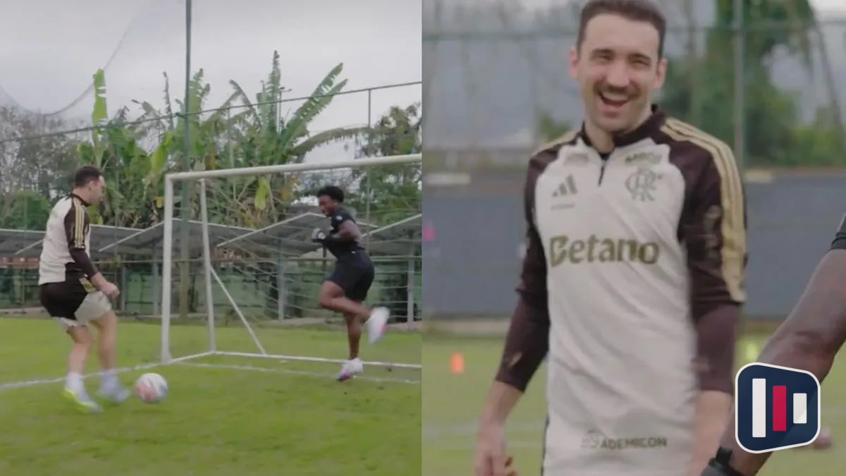Léo Ortiz brilha em bate-bola com astro da NFL antes do jogo no Maracanã